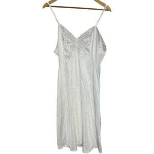 Adonna Size‎ 40 Satin Slip Dress Ivory White Lace Trim Nightgown Chemise Dress